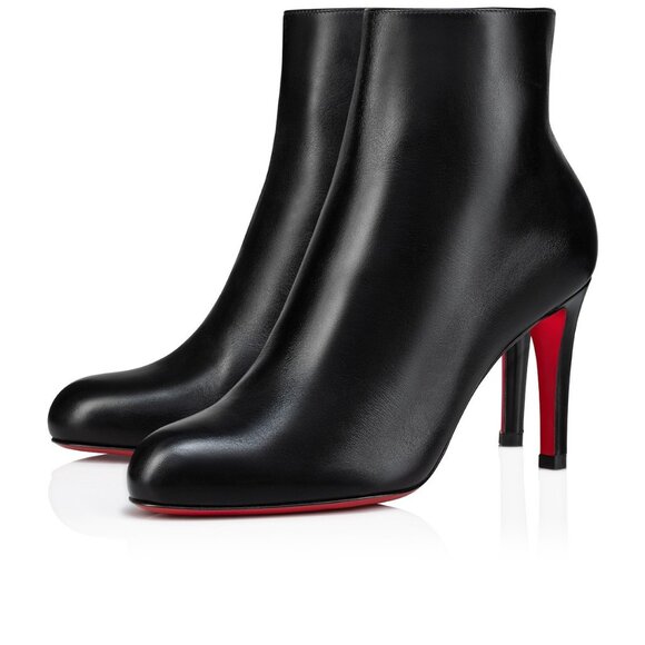 Christian Louboutin PUMPPIE BOOTY 85 Leather Ankle Boots Heels Black - Picture 3 of 15